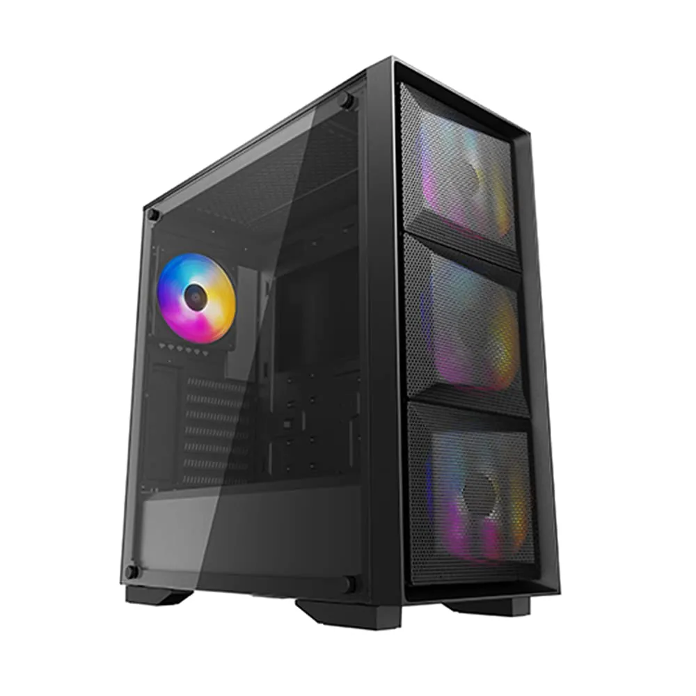 DEEPCOOL MATREXX 55 ADDRESSABLE RGB 3F E-ATX MID TOWER BLACK CABINET WITH TEMPERED GLASS SIDE PANEL