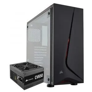 Corsair SPEC-05 (ATX) With CV650 SMPS Mid Tower Cabinet With Transparent Side Panel (Black) CC-9020125-UK